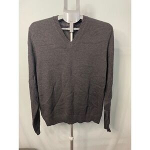 Brooks Brothers Mens Extra Fine Italian‎ Lambswool V-Neck Sweater Gray Size M